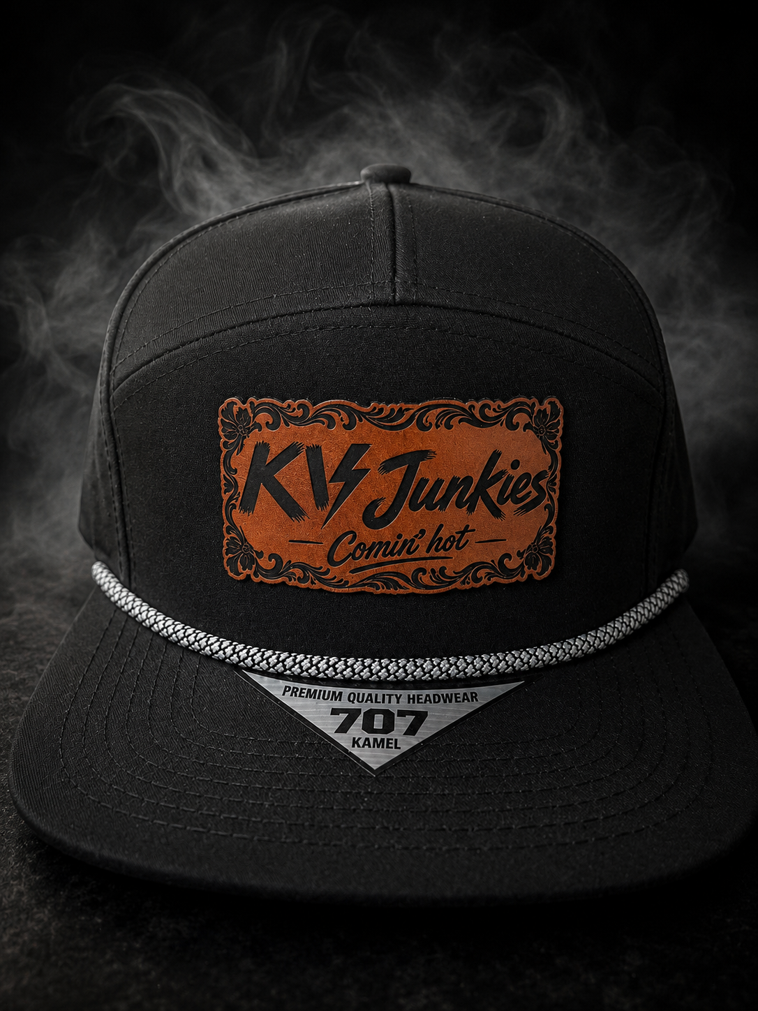 Leather patch hat